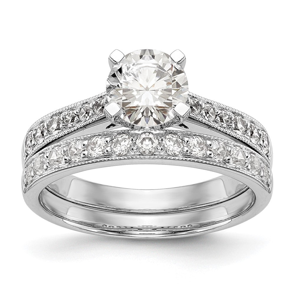 14K White Gold Peg Set 1/4 carat Diamond Semi-mount Engagement Ring