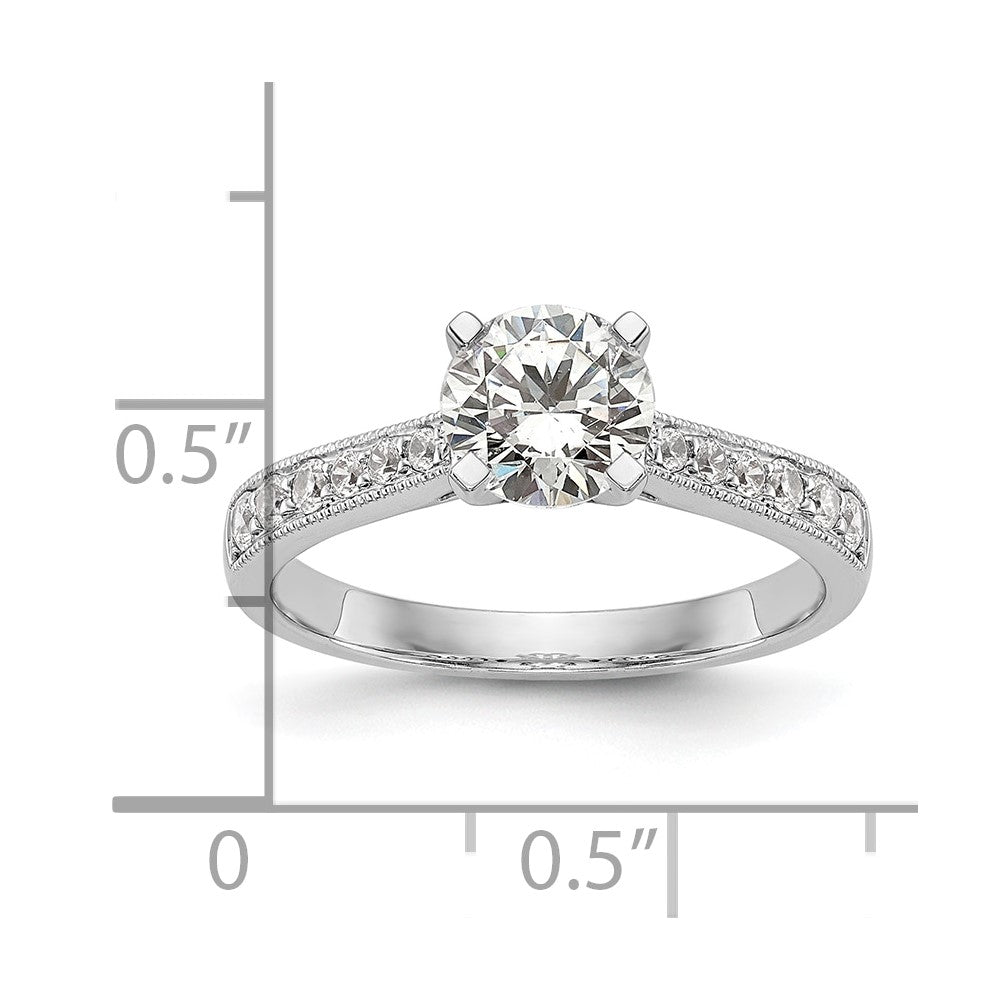 14k White Gold 1/4 carat Lab Grown Diamond VS/SI+ G+ 1 carat Center Round Semi Mount Engagement Ring