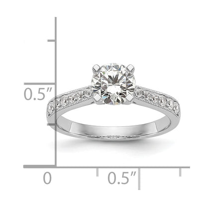 14k White Gold 1/4 carat Lab Grown Diamond VS/SI+ G+ 1 carat Center Round Semi Mount Engagement Ring