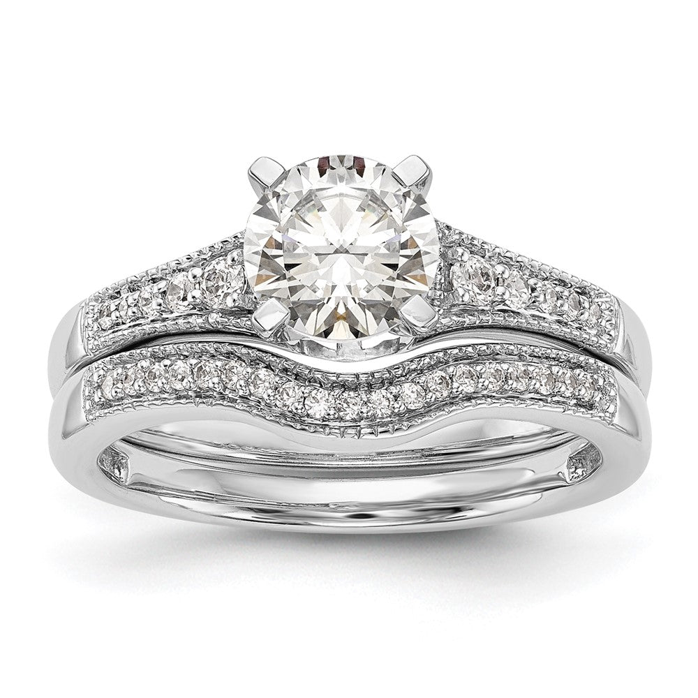 14K White Gold Peg Set 1/10 carat Diamond Semi-mount Engagement Ring