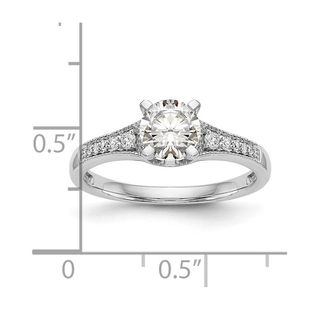 14K White Gold Peg Set 1/10 carat Diamond Semi-mount Engagement Ring