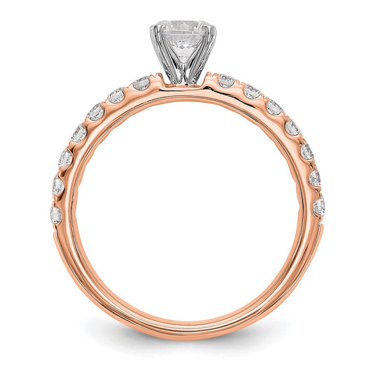 True Origin 14K Rose Gold 1/2 carat Lab Grown Diamond VS+ F+ Semi-Mount Peg Set Engagement Ring