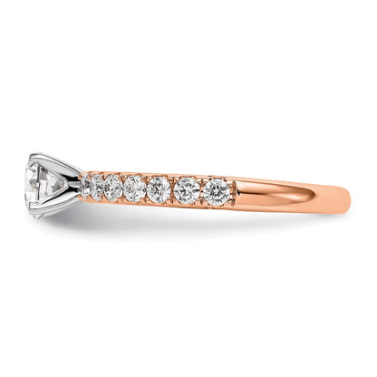 True Origin 14K Rose Gold 1/2 carat Lab Grown Diamond VS+ F+ Semi-Mount Peg Set Engagement Ring