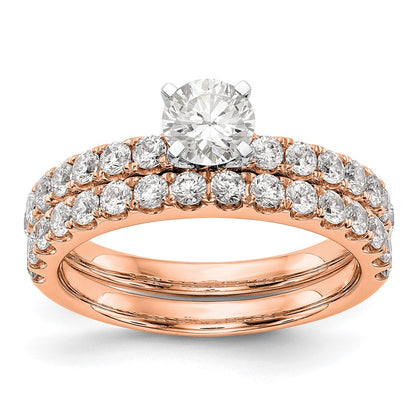 True Origin 14K Rose Gold 1/2 carat Lab Grown Diamond VS+ F+ Semi-Mount Peg Set Engagement Ring
