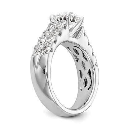 14k White Gold 1 3/8 carat Lab Grown Diamond VS/SI+ G+ Semi-Mount Peg Set Engagement Ring