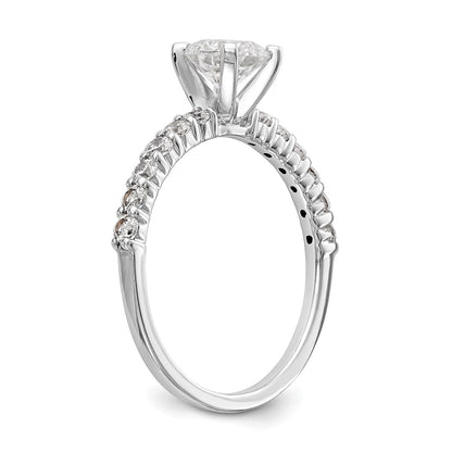 14K White Gold Peg Set 3/8 carat Diamond Semi-mount Engagement Ring