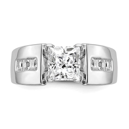 14K White Gold Peg Set 3/8 carat Channel-set Princess Diamond Semi-mount Engagement Ring