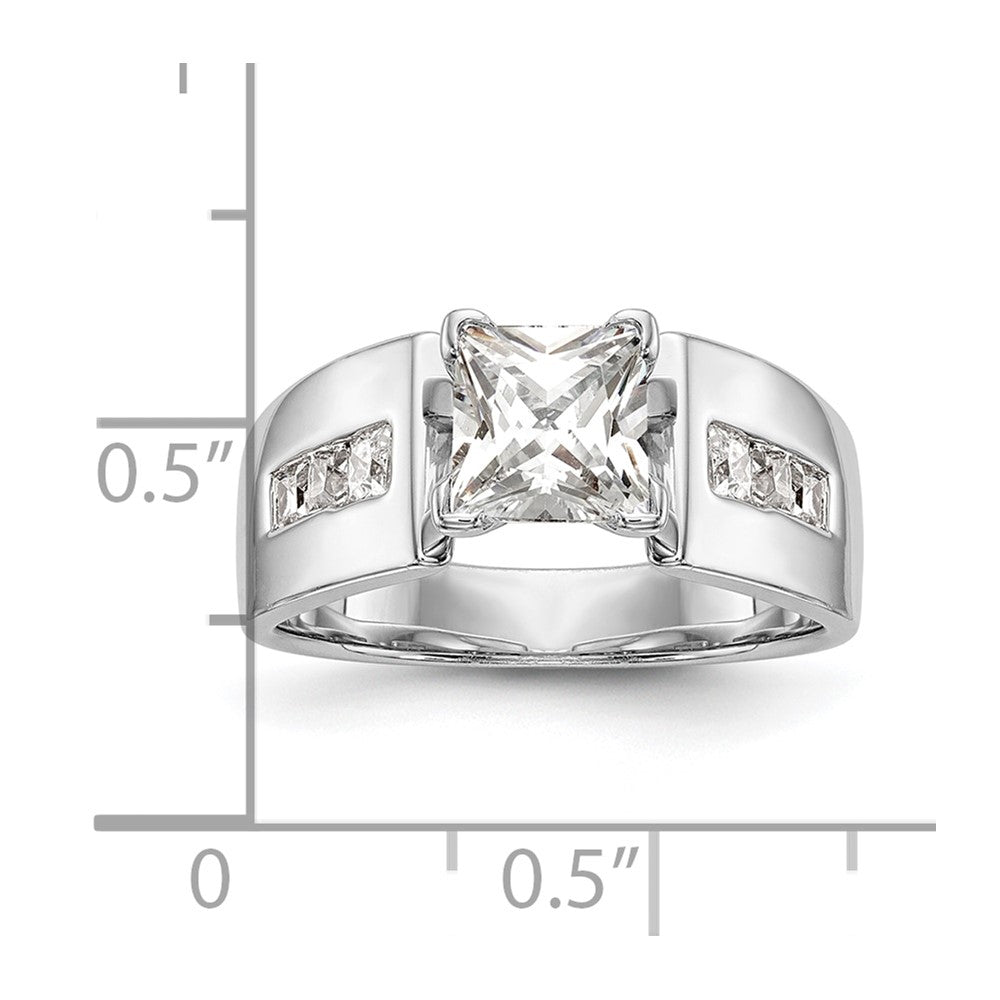 14K White Gold Peg Set 3/8 carat Channel-set Princess Diamond Semi-mount Engagement Ring