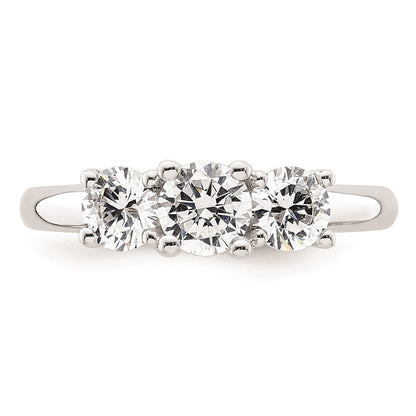 14K White Gold 3-Stone (Holds 1/2 carat (5.2mm) Round Center and (2-4.1mm) Round Sides) Engagement Ring Mounting