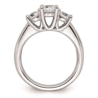 14K White Gold 3-Stone (Holds 3/4 carat (5.8mm) Round Center and (2-4.6mm) Round Sides) Engagement Ring Mounting