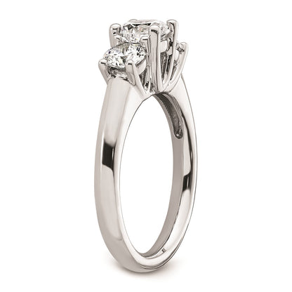 14K White Gold 3-Stone (Holds 3/4 carat (5.8mm) Round Center and (2-4.6mm) Round Sides) Engagement Ring Mounting