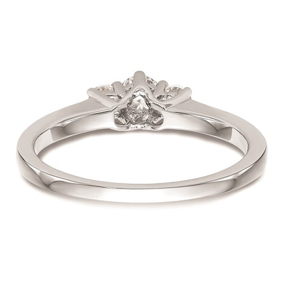 14K White Gold 3-Stone (Holds 1/4 carat (4.1mm) Round Center and (2-2.7mm) Round Sides) Engagement Ring Mounting