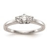 14K White Gold 3-Stone (Holds 1/4 carat (4.1mm) Round Center and (2-2.7mm) Round Sides) Engagement Ring Mounting