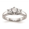 14K White Gold 3-Stone (Holds 1/2 carat (5.2mm) Round Center and (2-4.0mm) Round Sides) Engagement Ring Mounting
