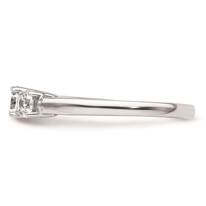14K White Gold 3-Stone (Holds 3/8 carat (4.6mm) Round Center and (2-3.7mm) Round Sides) Engagement Ring Mounting