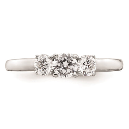 14K White Gold 3-Stone (Holds 3/8 carat (4.6mm) Round Center and (2-3.7mm) Round Sides) Engagement Ring Mounting