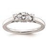 14K White Gold 3-Stone (Holds 3/8 carat (4.6mm) Round Center and (2-3.7mm) Round Sides) Engagement Ring Mounting
