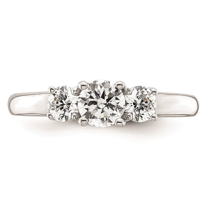 14K White Gold 3-Stone (Holds 1/2 carat (5.2mm) Round Center and (2-4.1mm) Round Sides) Engagement Ring Mounting