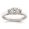 14K White Gold 3-Stone (Holds 1/2 carat (5.2mm) Round Center and (2-4.1mm) Round Sides) Engagement Ring Mounting