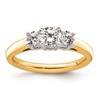 14K Two-tone 3-Stone (Holds 1/2 carat (5.2mm) Round Center and (2-4.1mm) Round Sides) Engagement Ring Mounting
