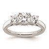 14K White Gold 3-Stone (Holds 3/4 carat (5.8mm) Round Center and (2-4.6mm) Round Sides) Engagement Ring Mounting