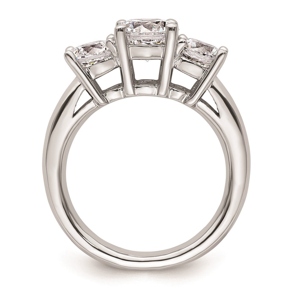 14K White Gold 3-Stone (Holds 1.25 carat (7.00mm) Round Center and (2-5.5mm) Round Sides) Engagement Ring Mounting