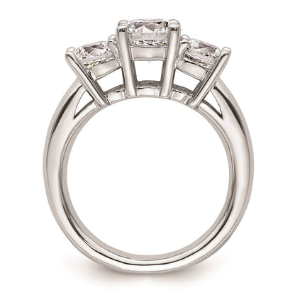 14K White Gold 3-Stone (Holds 1.25 carat (7.00mm) Round Center and (2-5.5mm) Round Sides) Engagement Ring Mounting