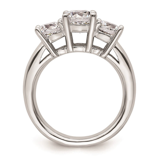 14K White Gold 3-Stone (Holds 1.25 carat (7.00mm) Round Center and (2-5.5mm) Round Sides) Engagement Ring Mounting