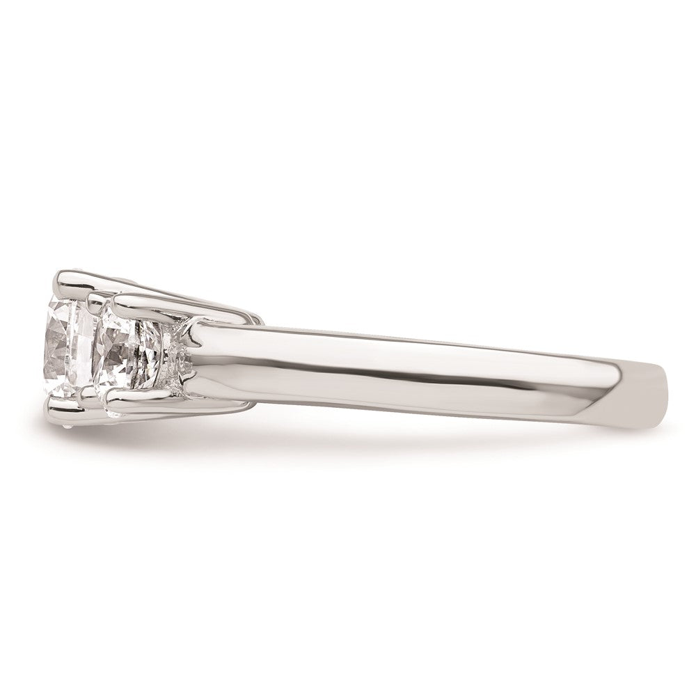 14K White Gold 3-Stone (Holds 1.25 carat (7.00mm) Round Center and (2-5.5mm) Round Sides) Engagement Ring Mounting