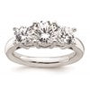 14K White Gold 3-Stone (Holds 1.25 carat (7.00mm) Round Center and (2-5.5mm) Round Sides) Engagement Ring Mounting