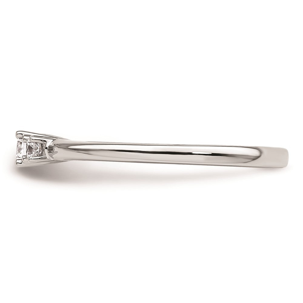 14K White Gold 3-Stone (Holds 1/8 carat (3.20mm) Round Center and (2-2.5mm) Round Sides) Engagement Ring Mounting