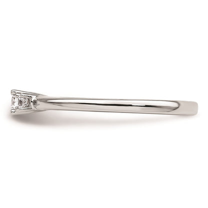 14K White Gold 3-Stone (Holds 1/8 carat (3.20mm) Round Center and (2-2.5mm) Round Sides) Engagement Ring Mounting