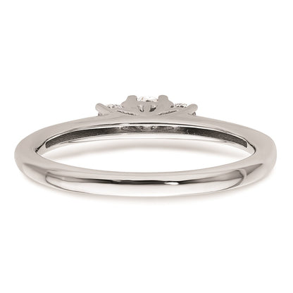 14K White Gold 3-Stone (Holds 1/8 carat (3.20mm) Round Center and (2-2.5mm) Round Sides) Engagement Ring Mounting