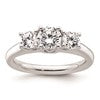 14K White Gold 3-Stone (Holds 3/4 carat (5.80mm) Round Center and (2-4.6mm) Round Sides) Engagement Ring Mounting