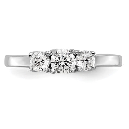 14k White Gold 1/2 carat Lab Grown Diamond VS/SI+ G+ Complete Three Stone Engagement Ring