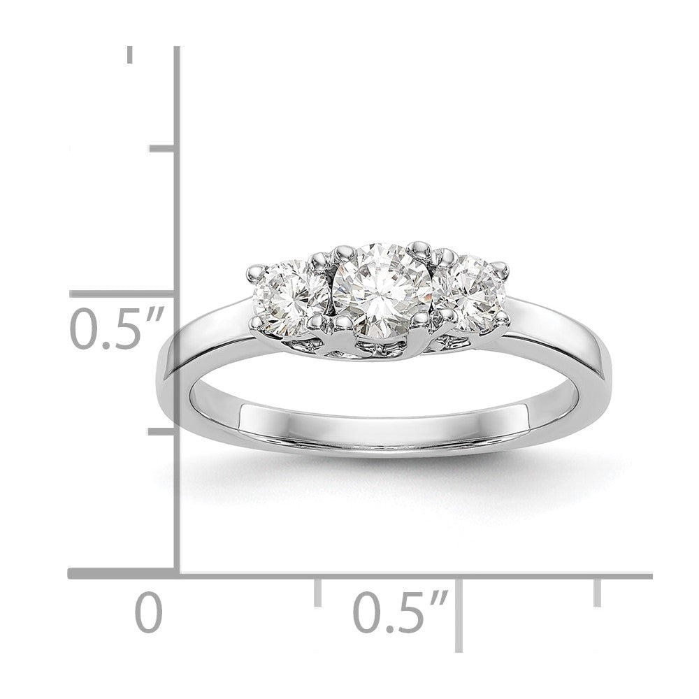14k White Gold 1/2 carat Lab Grown Diamond VS/SI+ G+ Complete Three Stone Engagement Ring