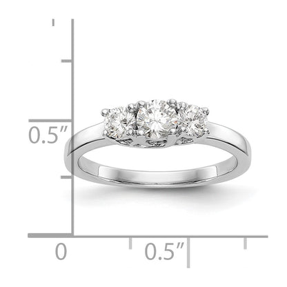 14k White Gold 1/2 carat Lab Grown Diamond VS/SI+ G+ Complete Three Stone Engagement Ring