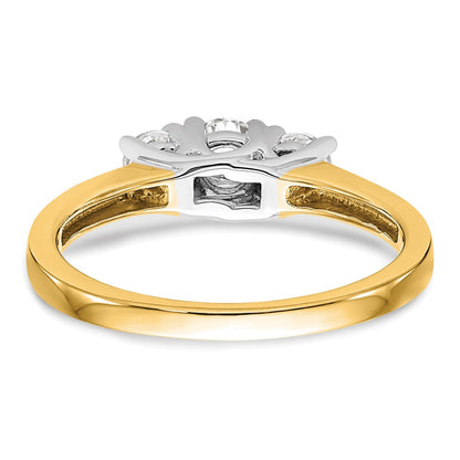 14k Two-tone 1/2 carat Lab Grown Diamond VS/SI+ G+ Complete Three Stone Engagement Ring