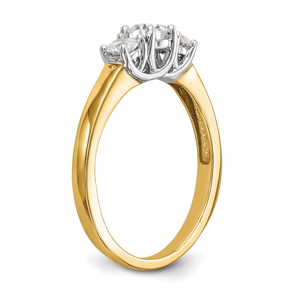 14k Two-tone 1/2 carat Lab Grown Diamond VS/SI+ G+ Complete Three Stone Engagement Ring