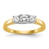 14K Two-tone 3-Stone (Holds 1/4 carat (4.1mm) Round Center) Includes 2-3.2mm Round Side Diamonds Semi-Mount Engagement Ring
