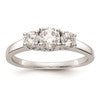 14K White Gold 3-Stone (Holds 3/8 carat (4.6mm) Round Center and (2-3.7mm) Round Sides) Engagement Ring Mounting