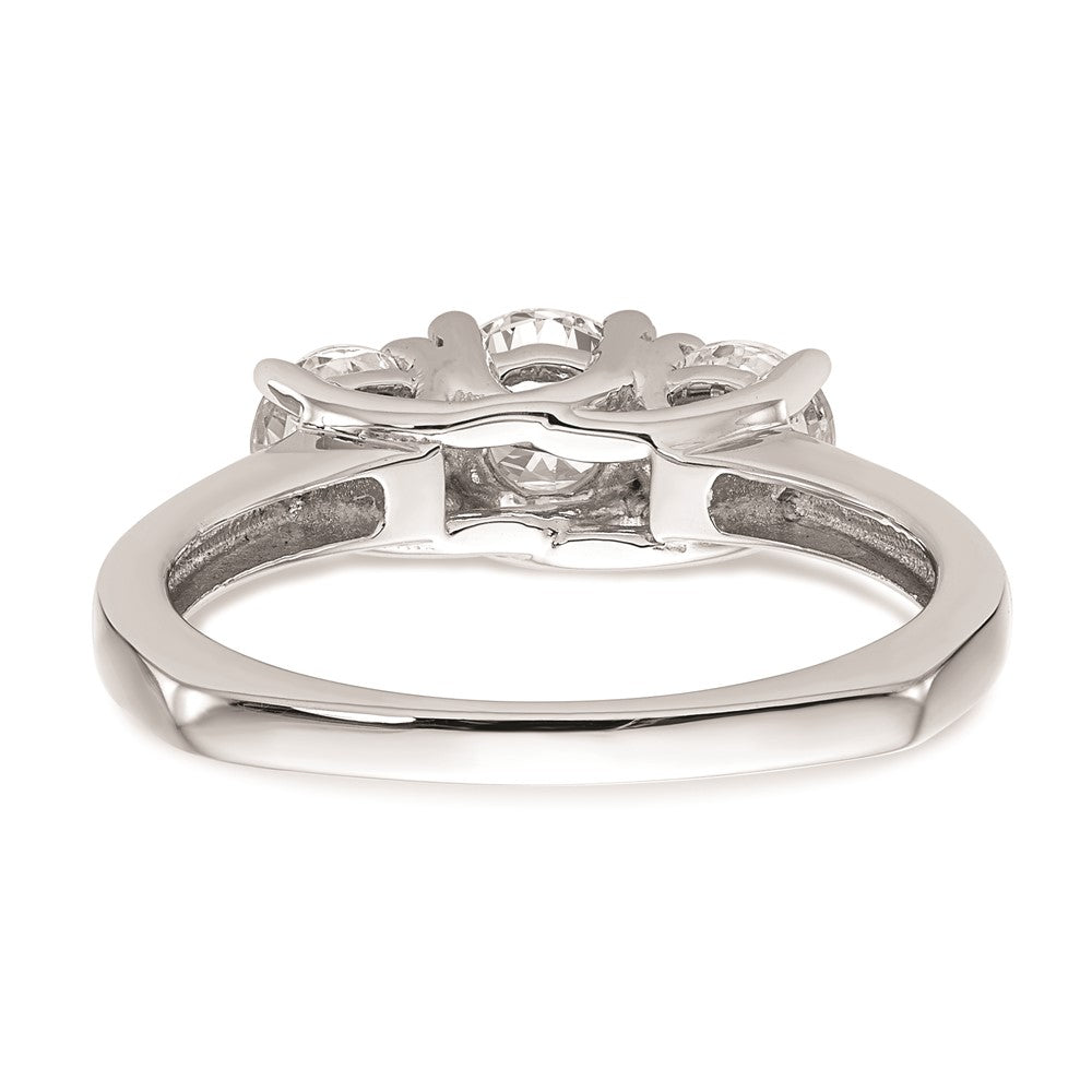 14K White Gold 3-Stone (Holds 1/2 carat (5.2mm) Round Center) Includes 2-4.5mm Round Side Diamonds Semi-Mount Engagement Ring