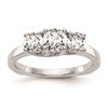 14K White Gold 3-Stone (Holds 1/2 carat (5.2mm) Round Center and (2-4.5mm) Round Sides) Engagement Ring Mounting