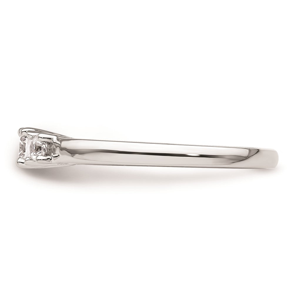 14K White Gold 3-Stone (Holds 1/6 carat (3.5mm) Round Center and (2-2.8mm) Round Sides) Engagement Ring Mounting