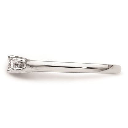 14K White Gold 3-Stone (Holds 1/6 carat (3.5mm) Round Center and (2-2.8mm) Round Sides) Engagement Ring Mounting