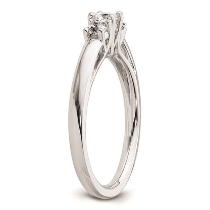14K White Gold 3-Stone (Holds 1/6 carat (3.5mm) Round Center and (2-2.8mm) Round Sides) Engagement Ring Mounting