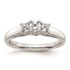 14K White Gold 3-Stone (Holds 1/4carat (4.1mm) Round Center and (2-3.2mm) Round Sides) Engagement Ring Mounting
