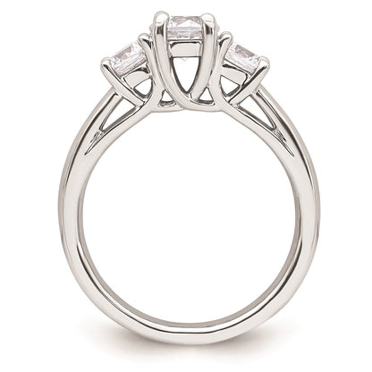 14K White Gold 3-Stone (Holds 3.4 carat (5.8mm) Round Center and (2 -4.6 mm) Round Sides) Engagement Ring Mounting