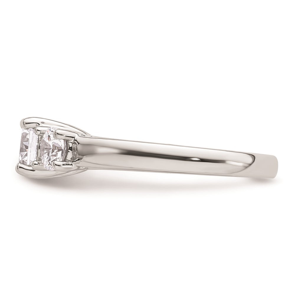 14K White Gold 3-Stone (Holds 3.4 carat (5.8mm) Round Center and (2 -4.6 mm) Round Sides) Engagement Ring Mounting