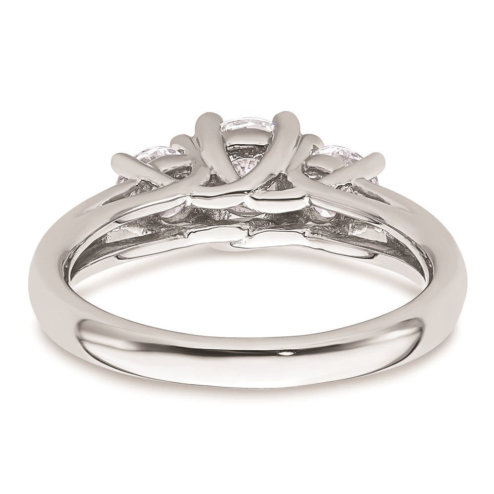 14K White Gold 3-Stone (Holds 3.4 carat (5.8mm) Round Center and (2 -4.6 mm) Round Sides) Engagement Ring Mounting